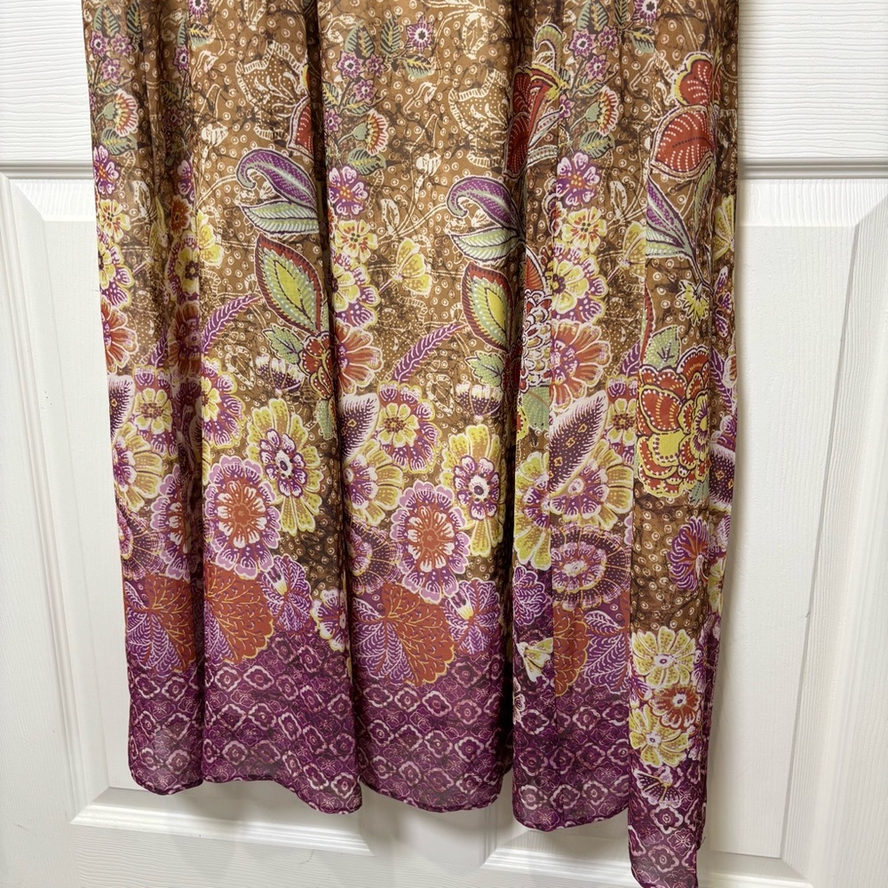 Chico's Maxi Dress Size 12 Sleeveless Boho Chiffon Floral Flowy Lined Summer - Picture 6 of 9